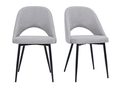 Chaises vintage en tissu effet velours texturé gris et métal noir (lot de 2) COSETTE