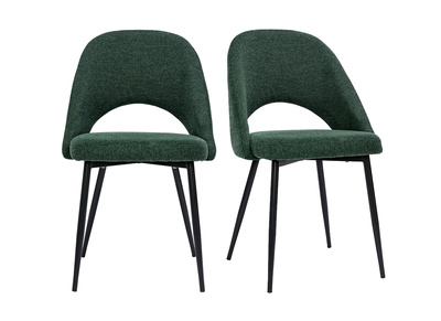 Chaises vintage en tissu effet velours texturé vert et métal noir (lot de 2) COSETTE