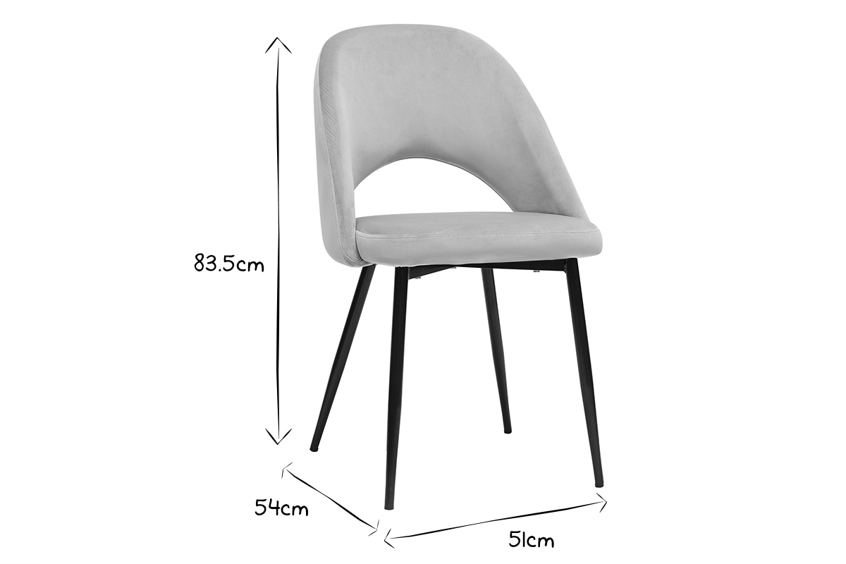 Chaises vintage en tissu velours taupe et m�tal noir  (lot de 2) COSETTE