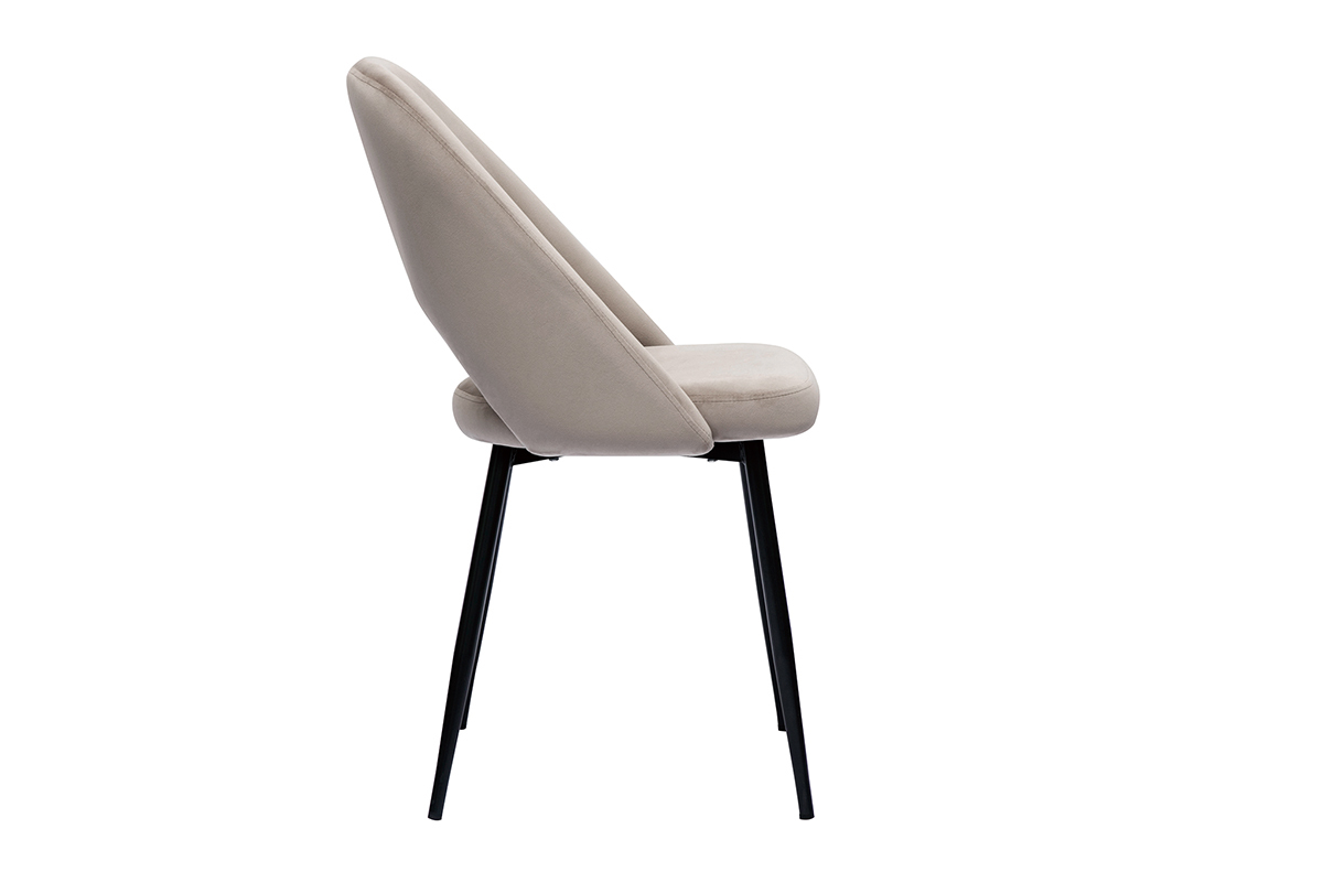 Chaises vintage en tissu velours taupe et m�tal noir  (lot de 2) COSETTE
