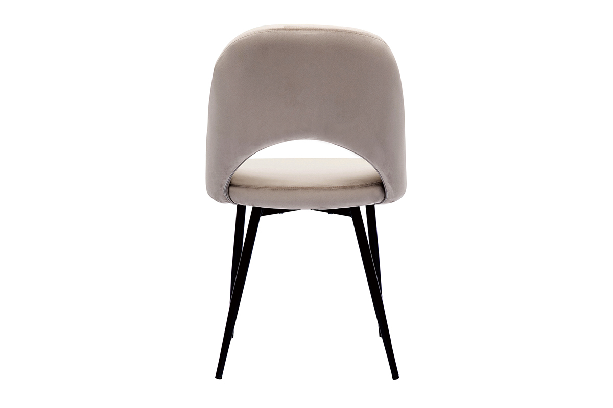 Chaises vintage en tissu velours taupe et m�tal noir  (lot de 2) COSETTE