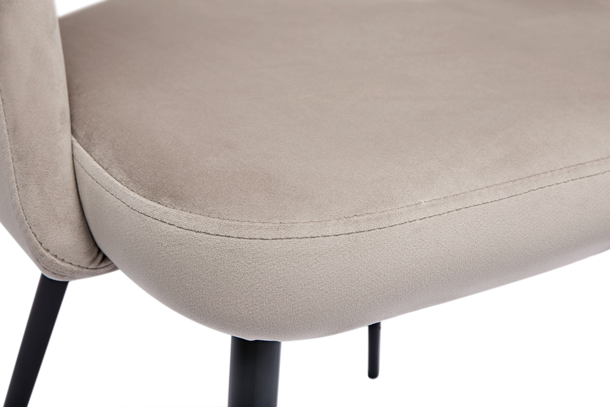 Chaises vintage en tissu velours taupe et m�tal noir  (lot de 2) COSETTE