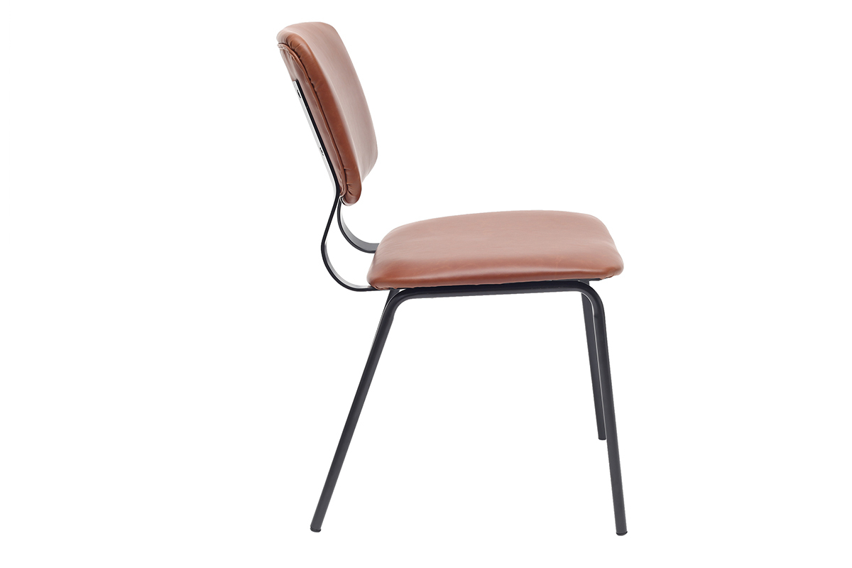 chaises vintage marron clair avec pieds m�tal noir (lot de 2) LAB