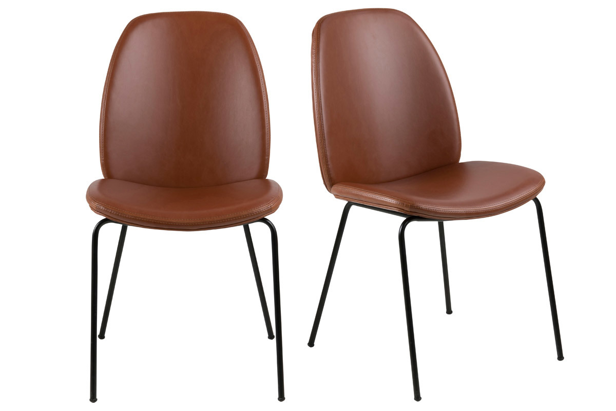 Chaises vintage marron et m�tal noir (lot de 2) PALOMA