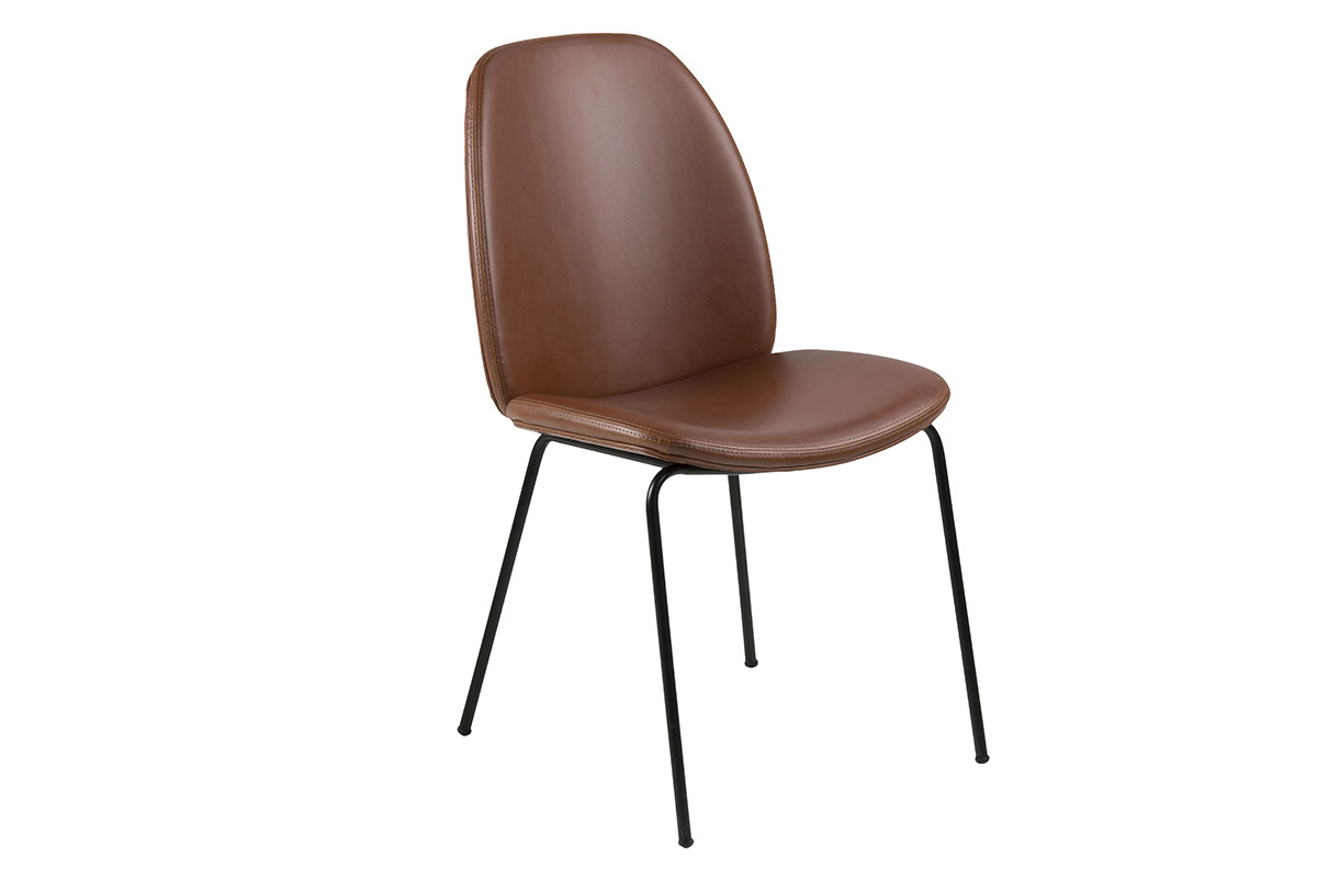 Chaises vintage marron et m�tal noir (lot de 2) PALOMA