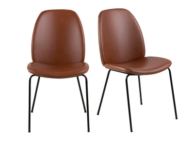 Chaises vintage marron et m&eacute;tal noir (lot de 2) PALOMA