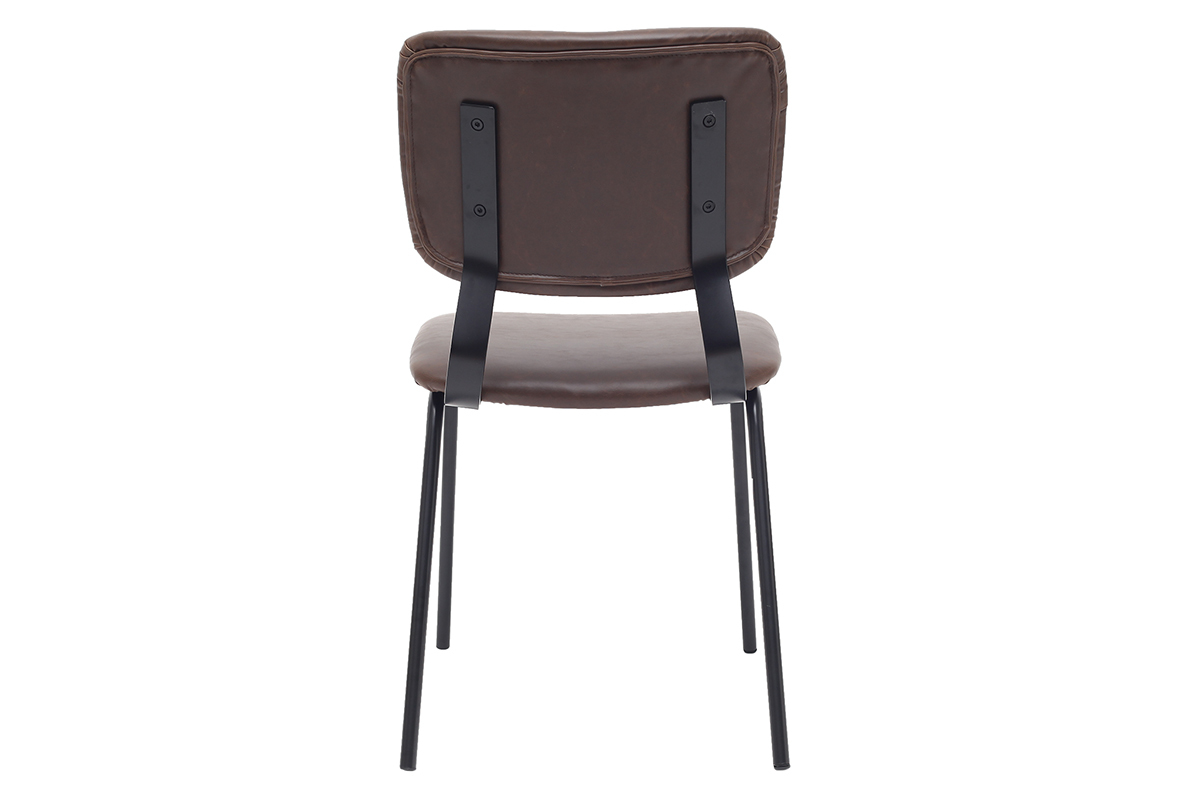 chaises vintage marron fonc� avec pieds m�tal noir (lot de 2) LAB