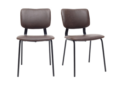 chaises vintage marron fonc&eacute; avec pieds m&eacute;tal noir (lot de 2) LAB