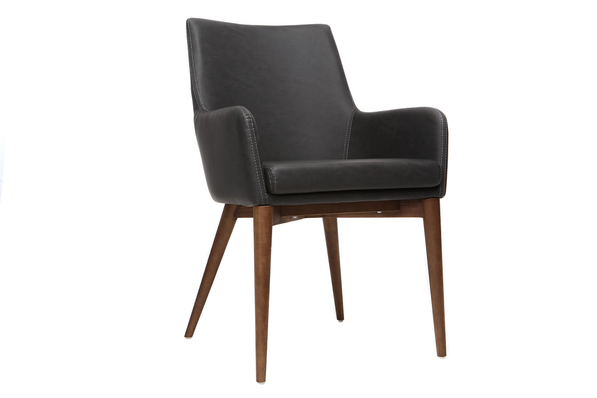 Chaises vintage noir et bois fonc� (lot de 2) SHANA