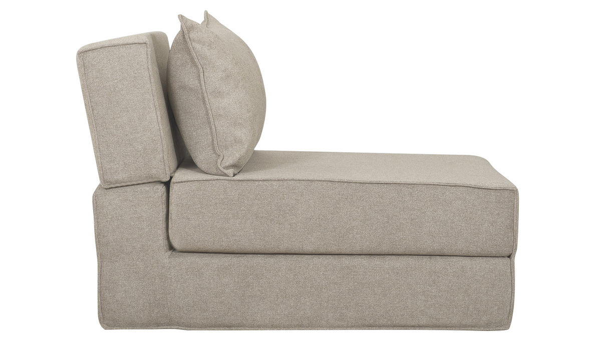 Chauffeuse 1 place convertible en tissu effet velours taupe VICTOR