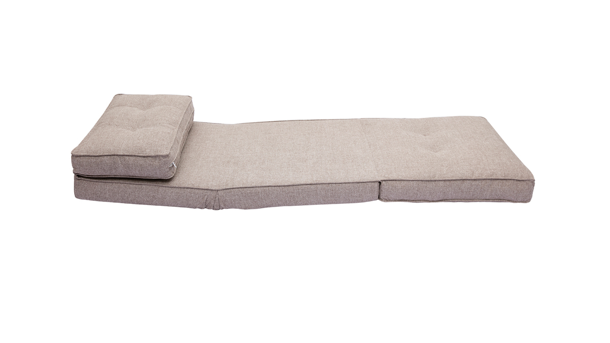 Chauffeuse 1 place convertible en tissu taupe SALLY