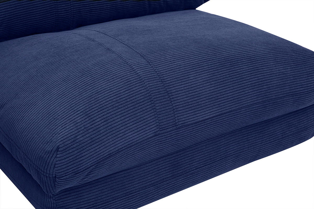 Chauffeuse 1 place en velours ctel bleu fonc vue de ct.