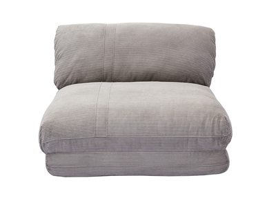 Chauffeuse 1 place convertible en tissu velours côtelé gris clair SPENCER