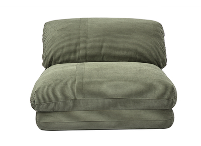 Chauffeuse 1 place convertible en tissu velours côtelé vert kaki SPENCER