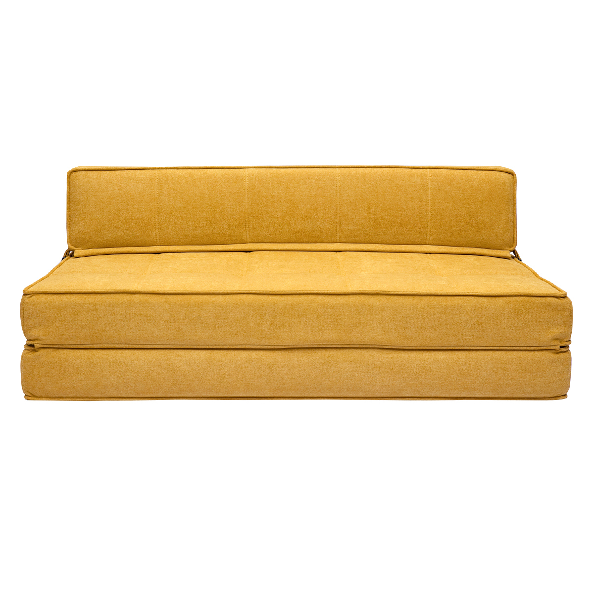 Chauffeuse 2 places convertible en tissu effet velours jaune moutarde KATY Chauffeuse 2 places convertible en tissu effet velours jaune moutarde KATY