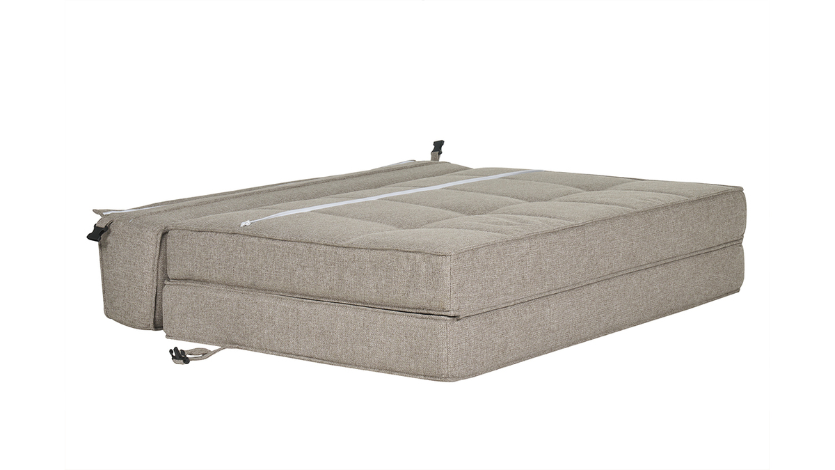 Chauffeuse 2 places convertible en tissu taupe KATY