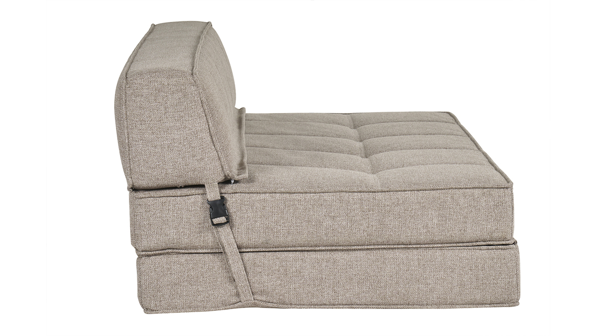 Chauffeuse 2 places convertible en tissu taupe KATY