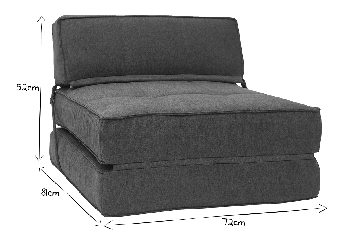 Chauffeuse convertible 1 place en tissu effet velours bleu p�trole KATY