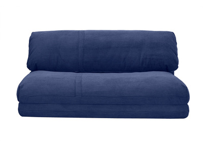 Chauffeuse convertible 2 places en tissu velours côtelé bleu foncé SPENCER