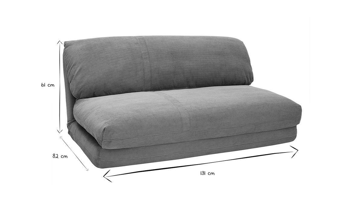 Miliboo - Chauffeuse 1 Place Convertible En Tissu Gris Chiné SALLY