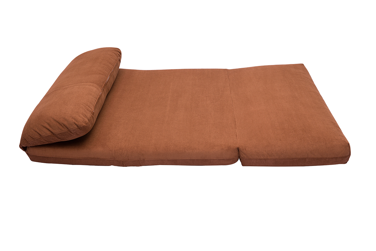 Chauffeuse convertible 2 places en tissu velours ctel terre brle SPENCER