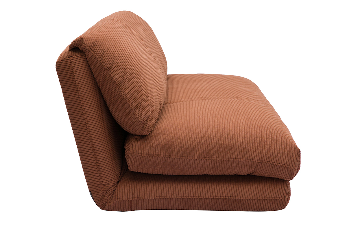 Chauffeuse convertible 2 places en tissu velours ctel terre brle SPENCER