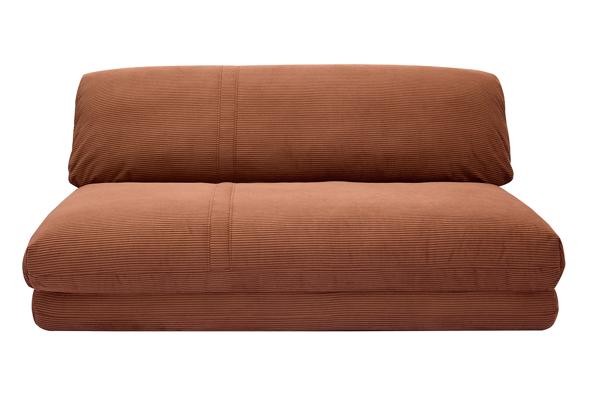 Chauffeuse convertible 2 places en tissu velours ctel terre brle SPENCER