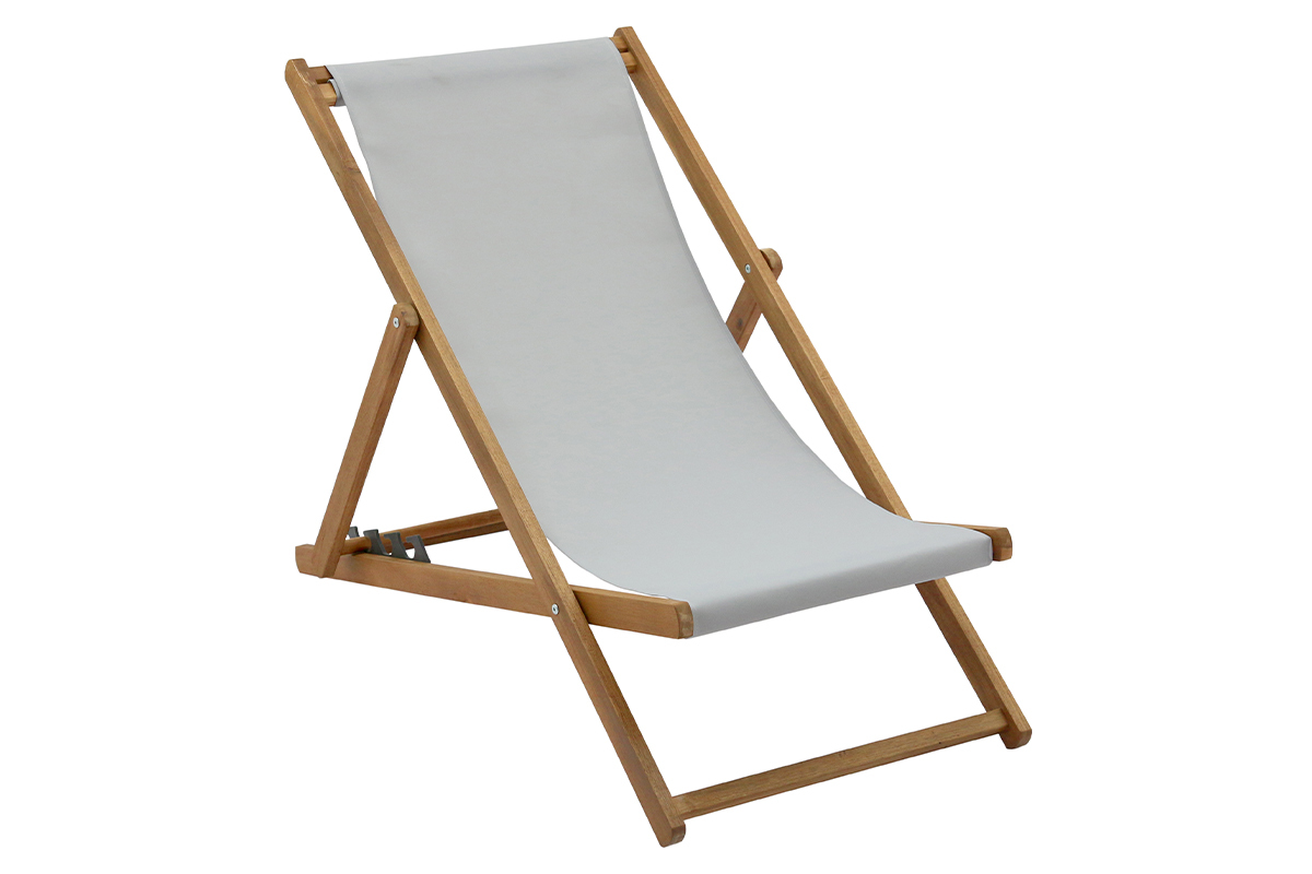 Chiliennes en acacia massif et toile gris clair (lot de 2) BAO