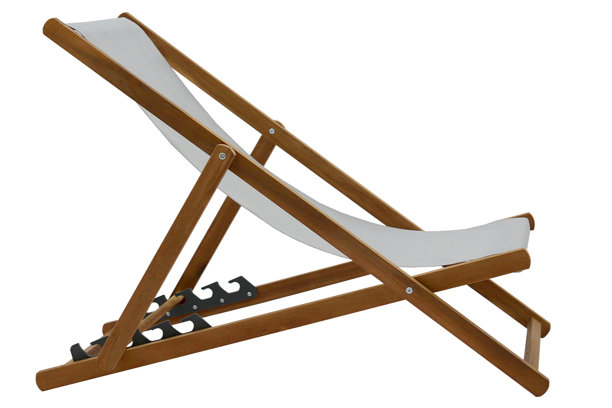 Chiliennes en acacia massif et toile gris clair (lot de 2) BAO