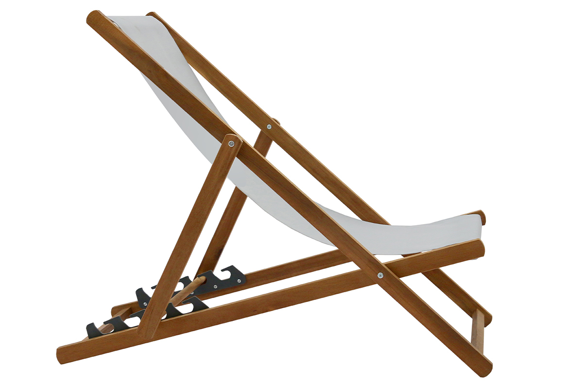 Chiliennes en acacia massif et toile gris clair (lot de 2) BAO