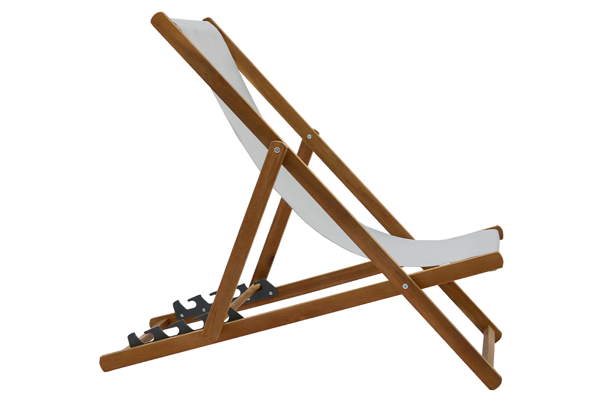 Chiliennes en acacia massif et toile gris clair (lot de 2) BAO