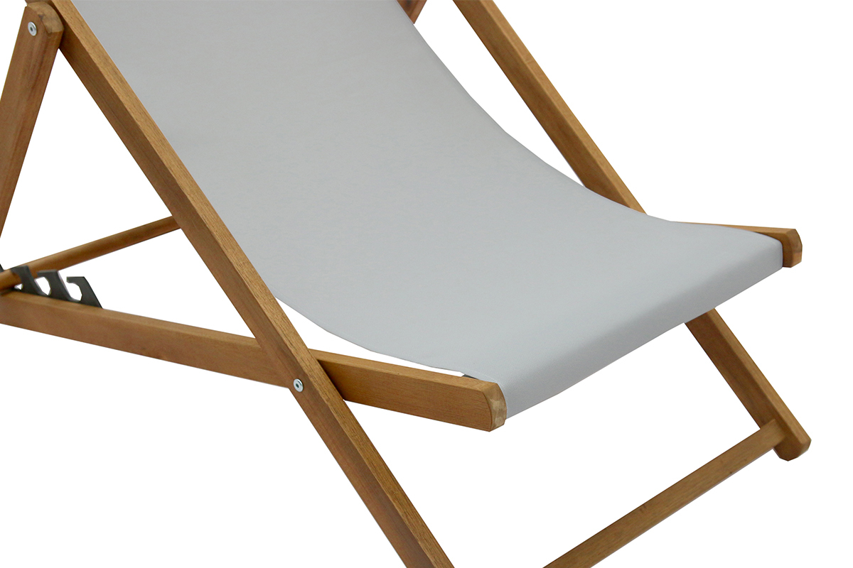 Chiliennes en acacia massif et toile gris clair (lot de 2) BAO