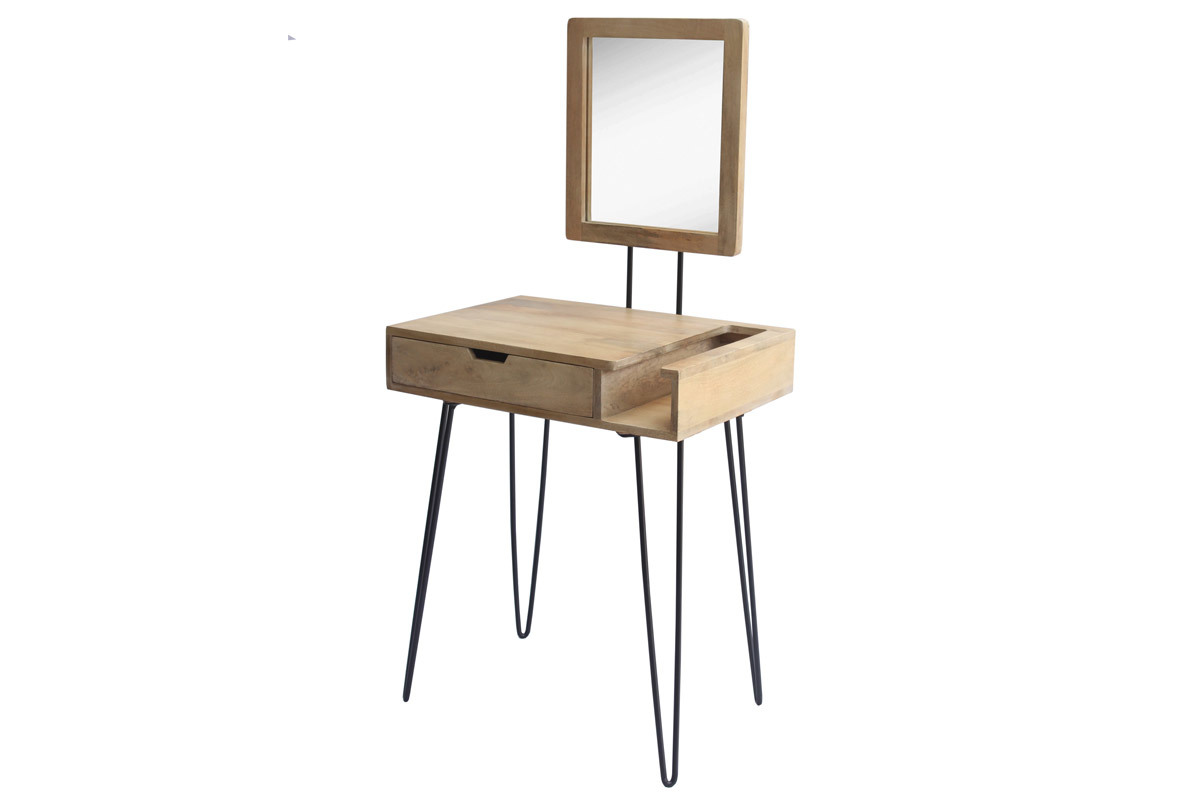 Coiffeuse moderne en manguier massif et m�tal VIBES