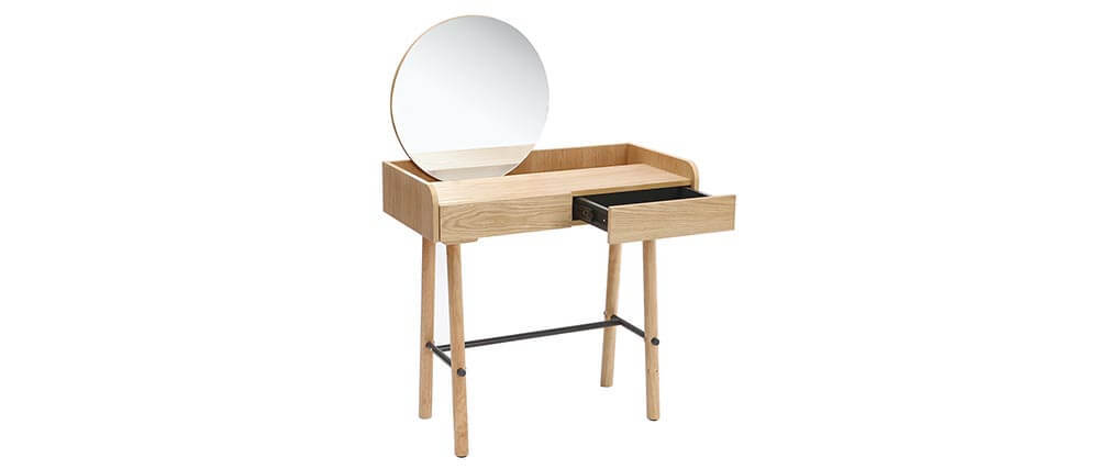 Coiffeuse Vintage En Palissandre Avec Miroir Oblong Scandinave 1970 7867391snsb3