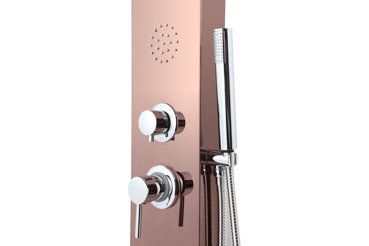 Colonne de douche hydromassante rose cuivr� SAVANNAH