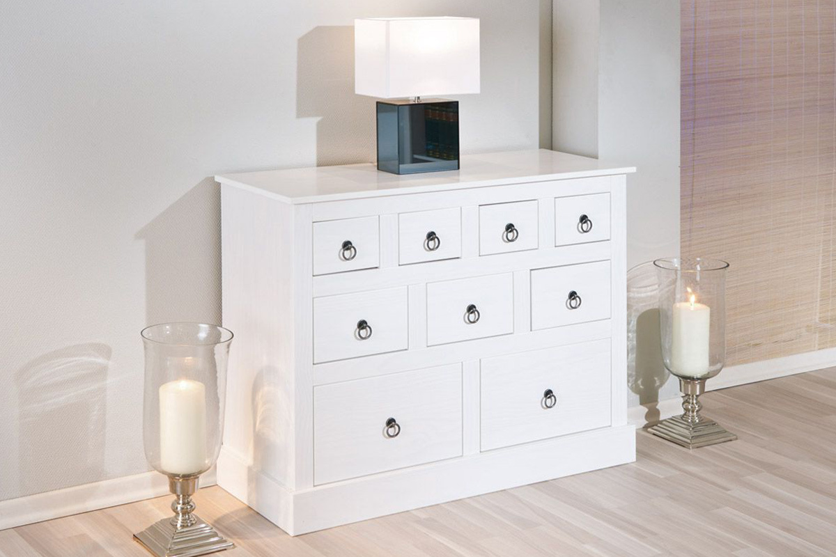 Commode blanche pin massif CAMBRIDGE