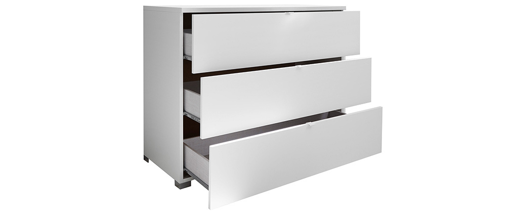 Commode design 3 tiroirs blanc mat L104 cm LALY