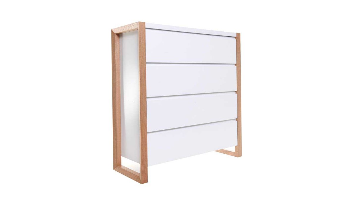 Commode design 4 tiroirs blanc mat ARMEL 