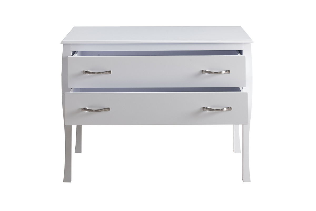 Commode design laque blanc 2 tiroirs MARGOT
