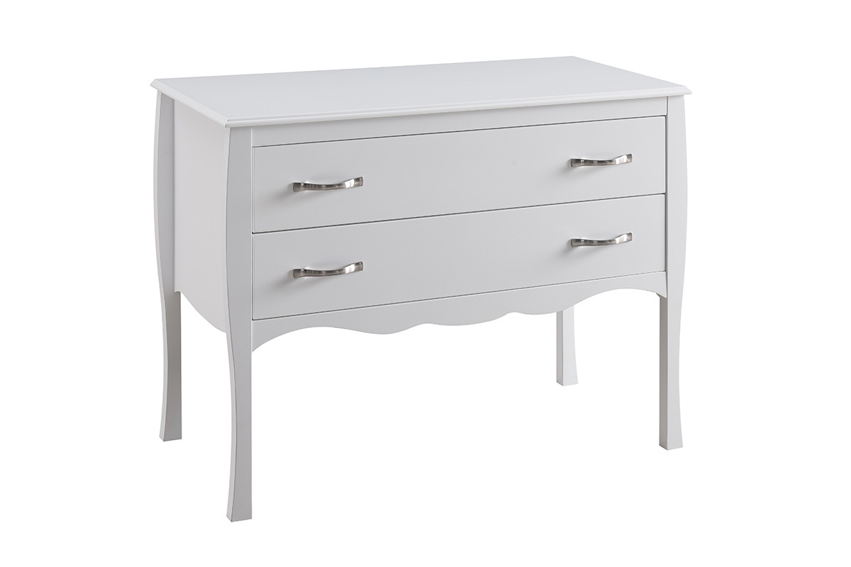 Commode design laque blanc 2 tiroirs MARGOT