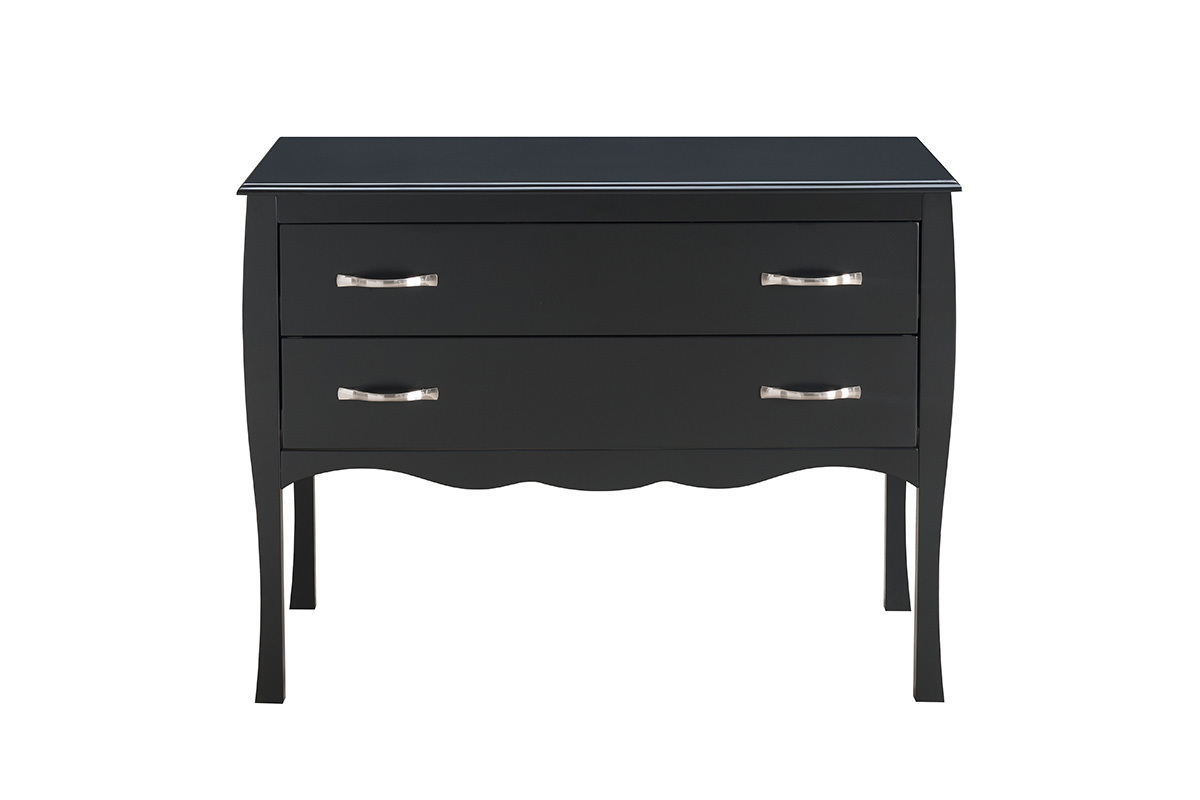 Commode design laque noir 2 tiroirs MARGOT