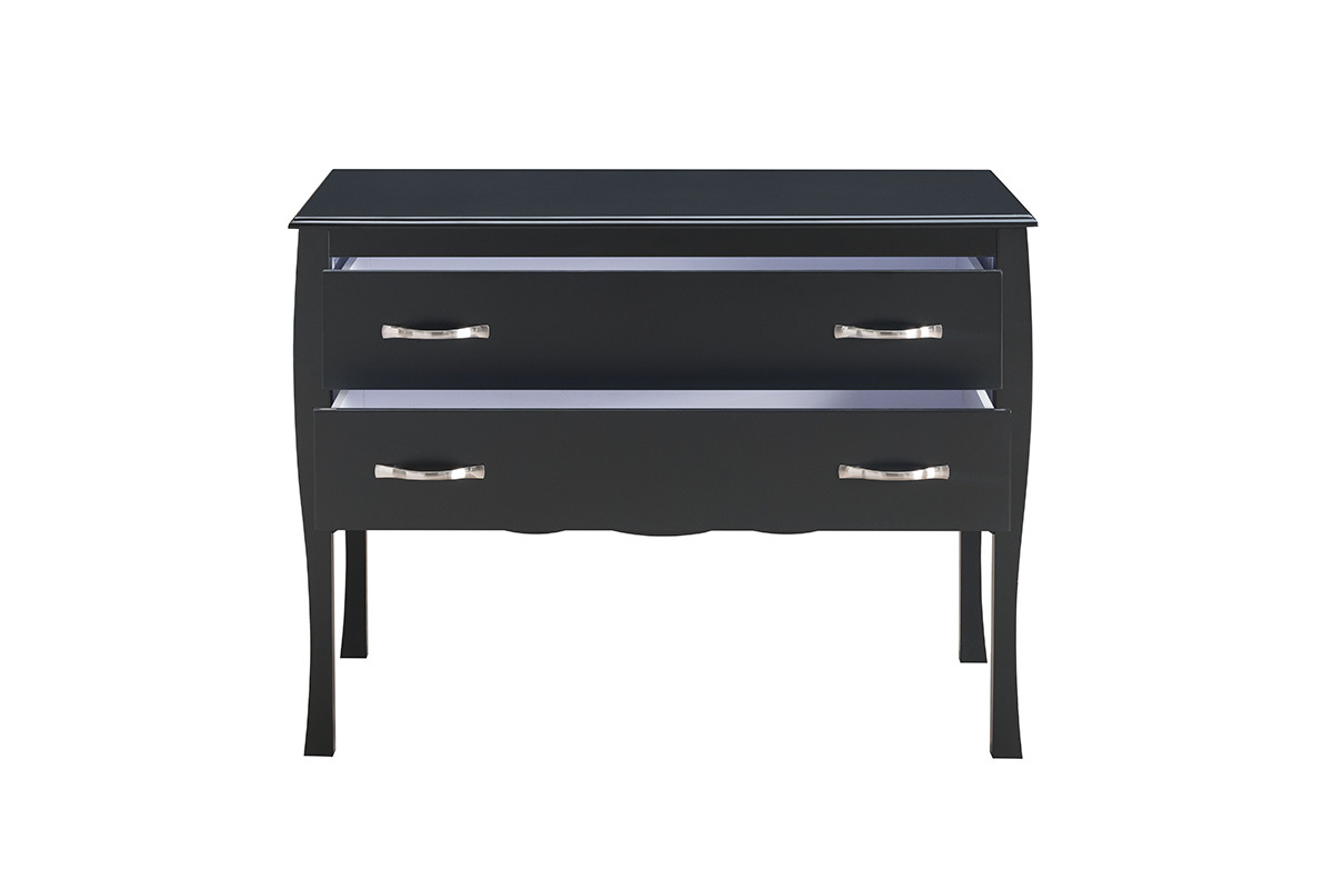 Commode design laque noir 2 tiroirs MARGOT