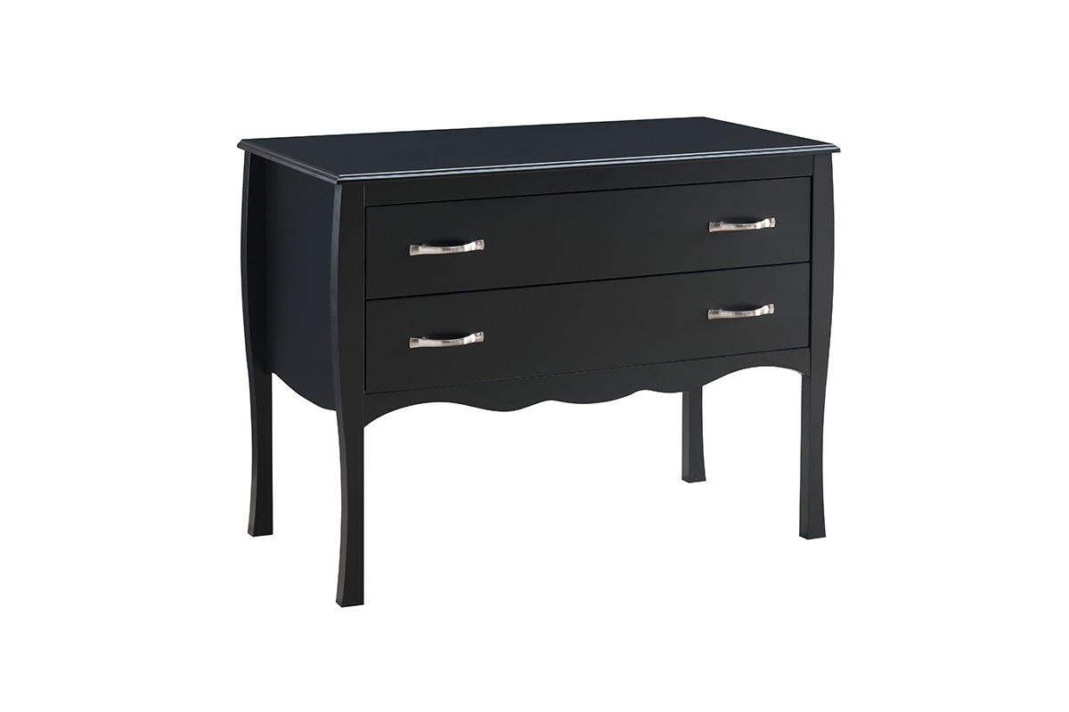 Commode design laque noir 2 tiroirs MARGOT