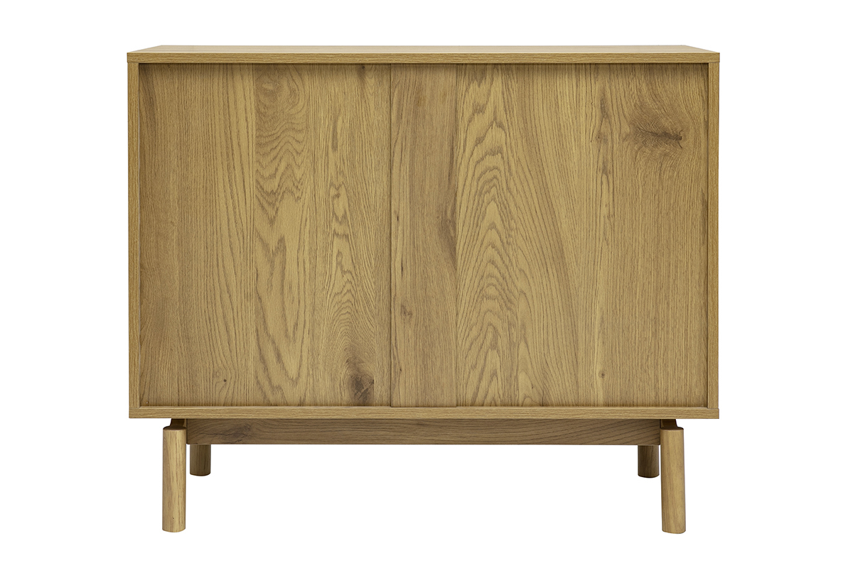 Commode en bois ch�ne clair avec 3 tiroirs, vue de dos