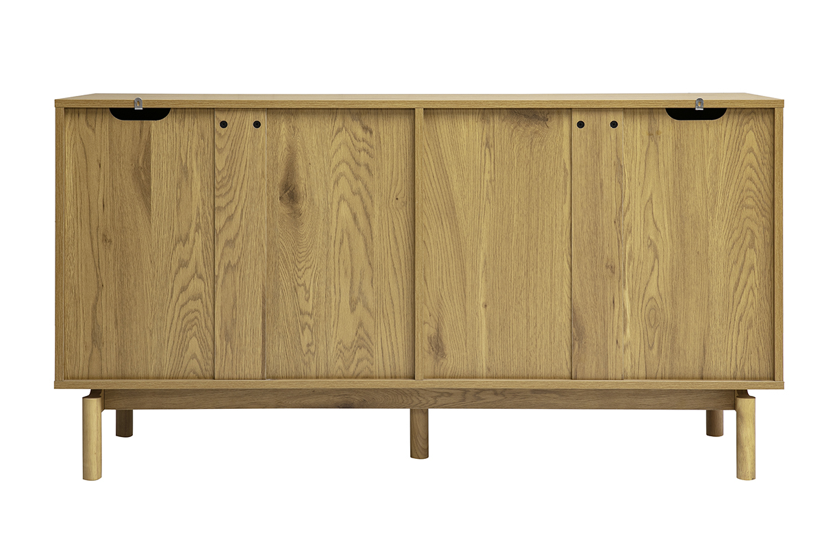 Commode en bois ch�ne clair avec 6 tiroirs, vue de dos, sur pieds en bois massif