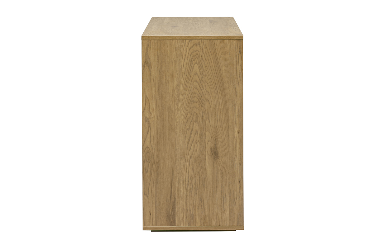 Commode en bois clair ch�ne avec 3 tiroirs, vue de c�t�.