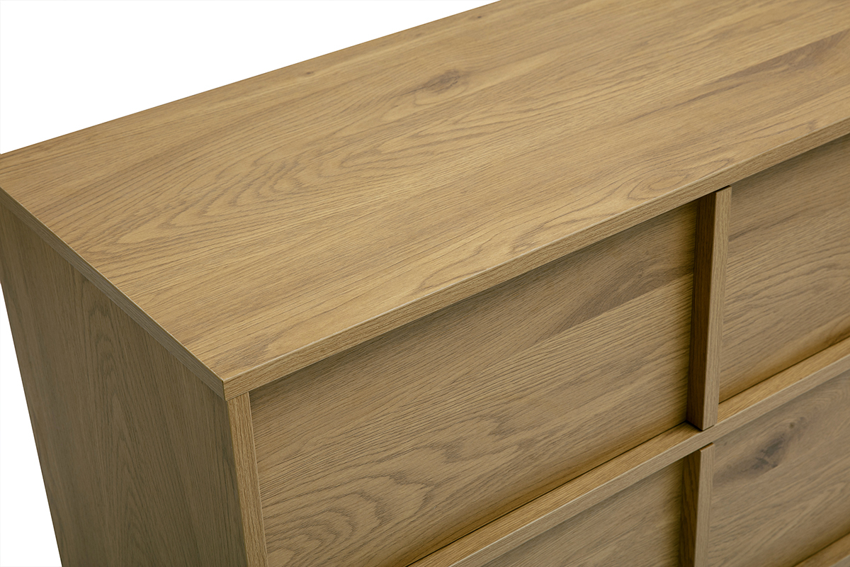 Commode finition bois clair ch�ne avec 3 tiroirs, vue de dessus