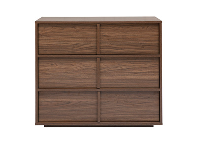 Commode finition bois fonc&eacute; noyer 3 tiroirs L90 cm LOTHAIRE