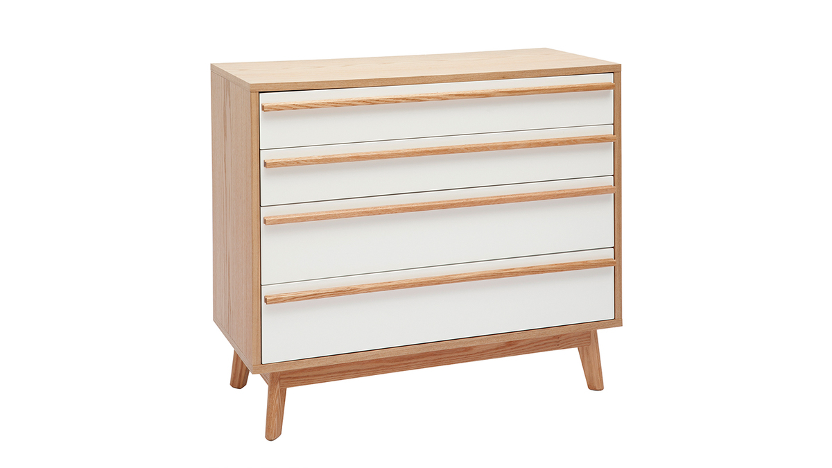 Commode Scandinave Années 60-70 - 4 Tiroirs, 90x44x90 Cm - Occasion "dans Son Jus"