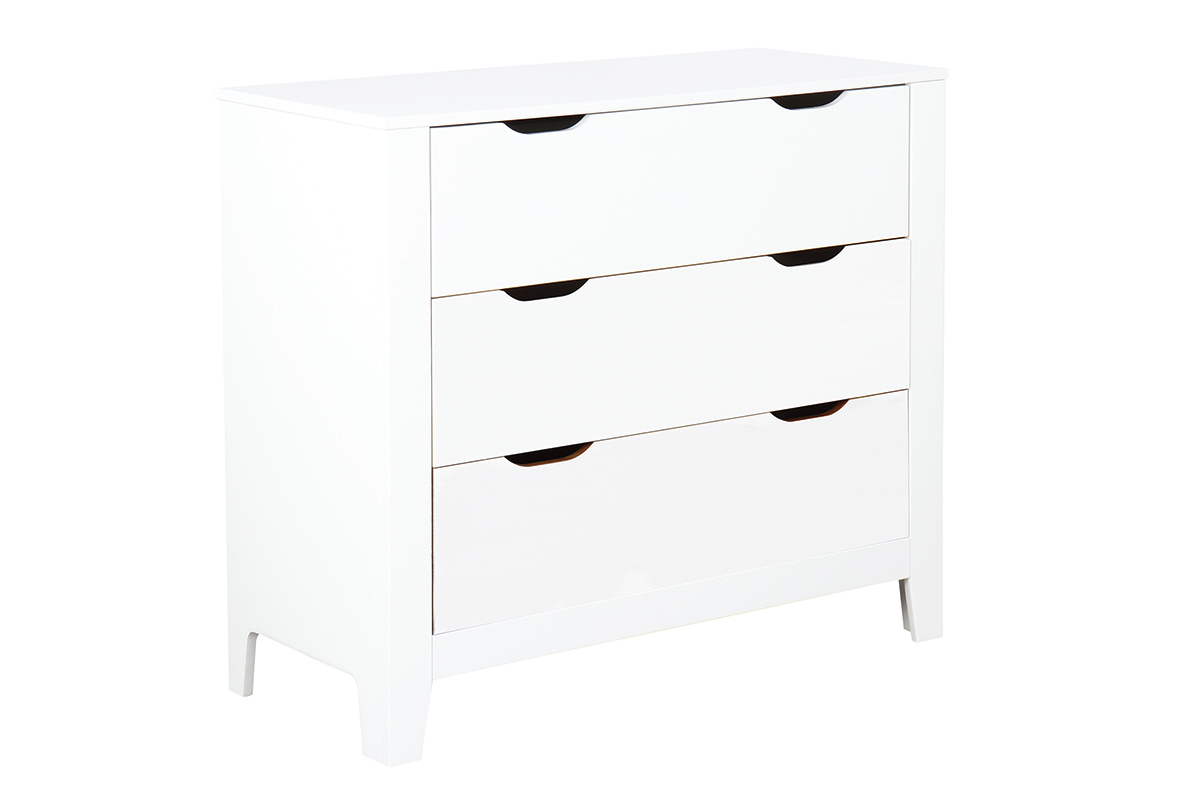 Commode scandinave blanche 3 tiroirs L95 cm MOLENE